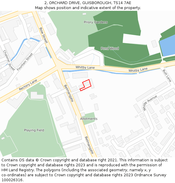 2, ORCHARD DRIVE, GUISBOROUGH, TS14 7AE: Location map and indicative extent of plot