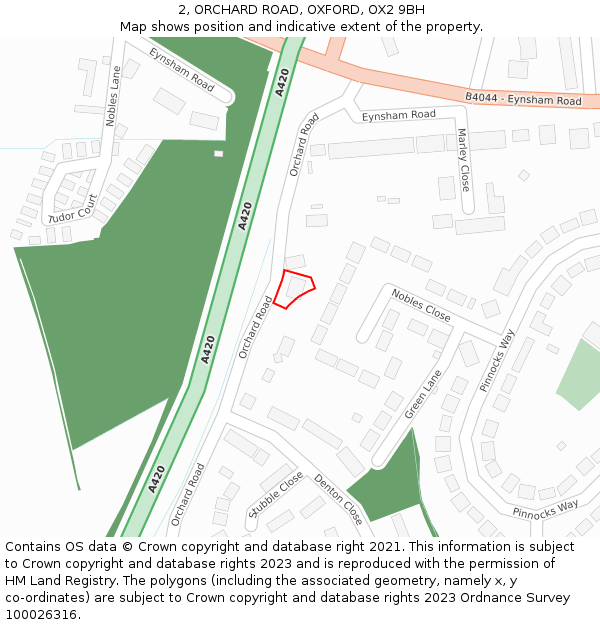 2, ORCHARD ROAD, OXFORD, OX2 9BH: Location map and indicative extent of plot