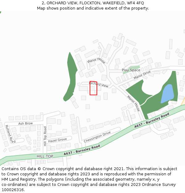 2, ORCHARD VIEW, FLOCKTON, WAKEFIELD, WF4 4FQ: Location map and indicative extent of plot