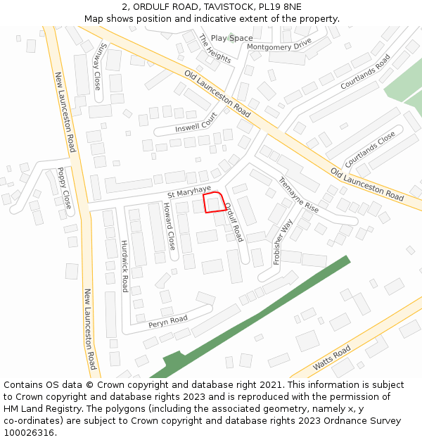 2, ORDULF ROAD, TAVISTOCK, PL19 8NE: Location map and indicative extent of plot