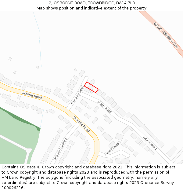 2, OSBORNE ROAD, TROWBRIDGE, BA14 7LR: Location map and indicative extent of plot