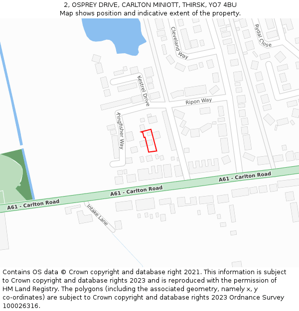 2, OSPREY DRIVE, CARLTON MINIOTT, THIRSK, YO7 4BU: Location map and indicative extent of plot