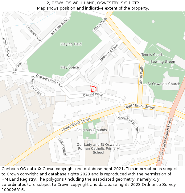 2, OSWALDS WELL LANE, OSWESTRY, SY11 2TP: Location map and indicative extent of plot