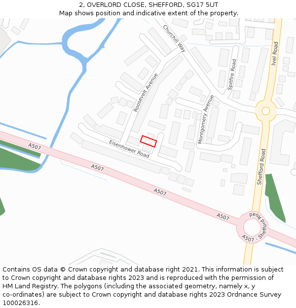 2, OVERLORD CLOSE, SHEFFORD, SG17 5UT: Location map and indicative extent of plot