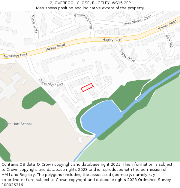 2, OVERPOOL CLOSE, RUGELEY, WS15 2FP: Location map and indicative extent of plot