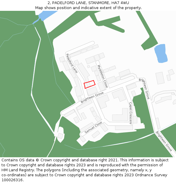 2, PADELFORD LANE, STANMORE, HA7 4WU: Location map and indicative extent of plot