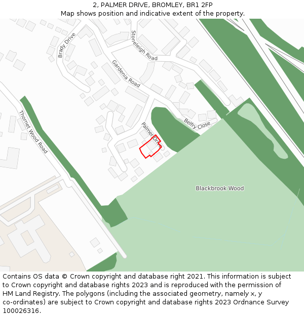 2, PALMER DRIVE, BROMLEY, BR1 2FP: Location map and indicative extent of plot