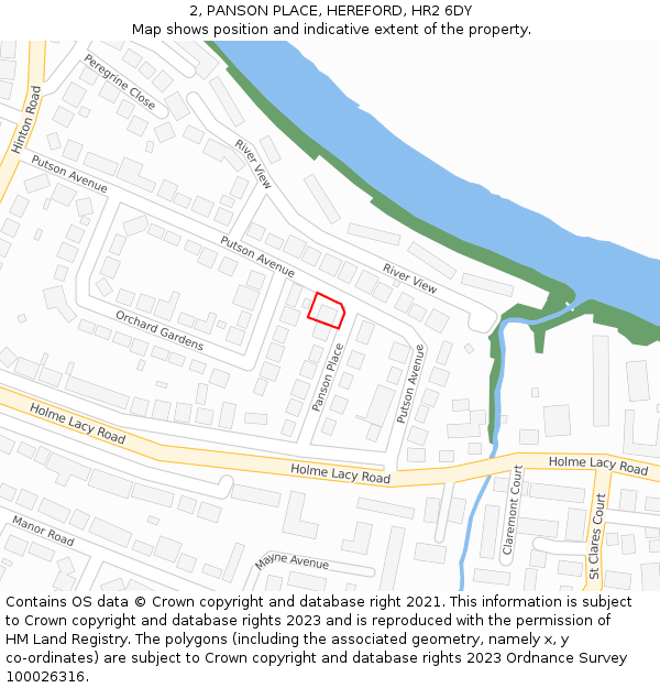 2, PANSON PLACE, HEREFORD, HR2 6DY: Location map and indicative extent of plot