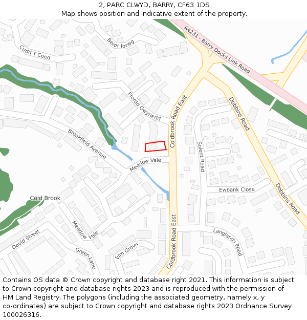 2, PARC CLWYD, BARRY, CF63 1DS: Location map and indicative extent of plot