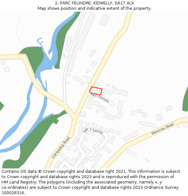 2, PARC FELINDRE, KIDWELLY, SA17 4LX: Location map and indicative extent of plot