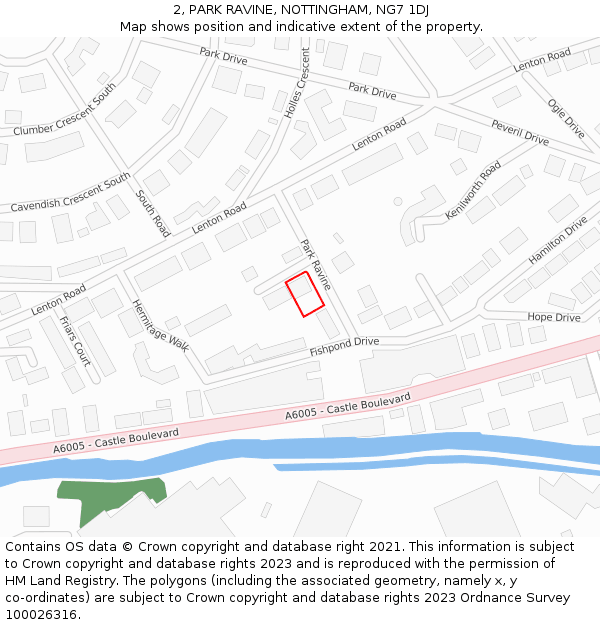 2, PARK RAVINE, NOTTINGHAM, NG7 1DJ: Location map and indicative extent of plot