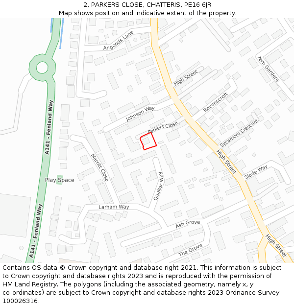 2, PARKERS CLOSE, CHATTERIS, PE16 6JR: Location map and indicative extent of plot