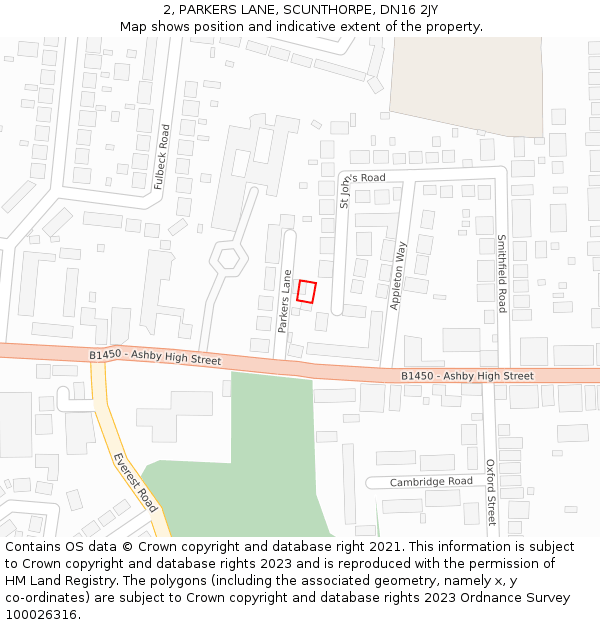 2, PARKERS LANE, SCUNTHORPE, DN16 2JY: Location map and indicative extent of plot