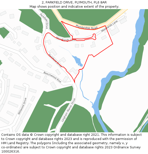 2, PARKFIELD DRIVE, PLYMOUTH, PL6 8AR: Location map and indicative extent of plot