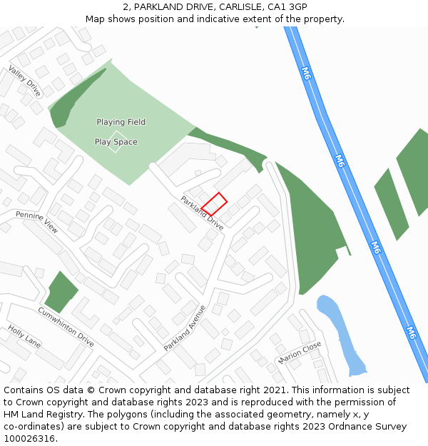 2, PARKLAND DRIVE, CARLISLE, CA1 3GP: Location map and indicative extent of plot