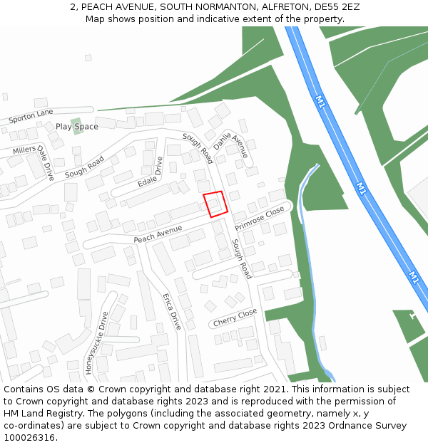 2, PEACH AVENUE, SOUTH NORMANTON, ALFRETON, DE55 2EZ: Location map and indicative extent of plot