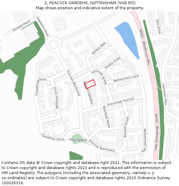 2, PEACOCK GARDENS, NOTTINGHAM, NG8 6FD: Location map and indicative extent of plot