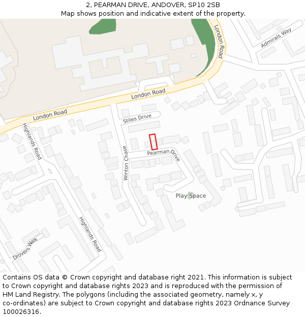 2, PEARMAN DRIVE, ANDOVER, SP10 2SB: Location map and indicative extent of plot