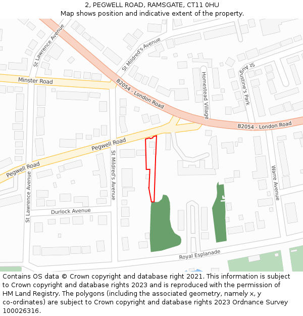 2, PEGWELL ROAD, RAMSGATE, CT11 0HU: Location map and indicative extent of plot