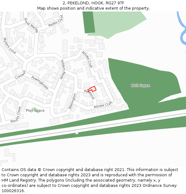 2, PEKELOND, HOOK, RG27 9TF: Location map and indicative extent of plot