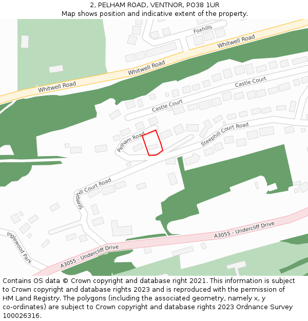 2, PELHAM ROAD, VENTNOR, PO38 1UR: Location map and indicative extent of plot