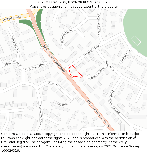 2, PEMBROKE WAY, BOGNOR REGIS, PO21 5PU: Location map and indicative extent of plot