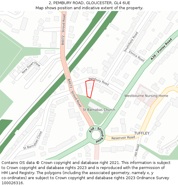 2, PEMBURY ROAD, GLOUCESTER, GL4 6UE: Location map and indicative extent of plot