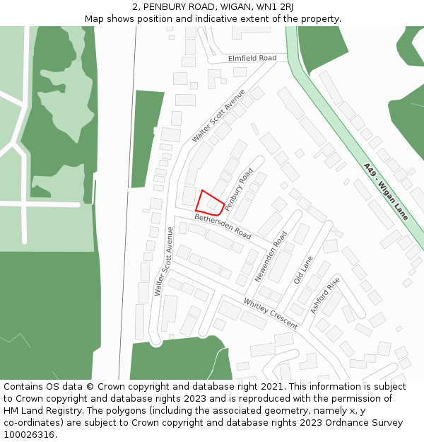 2, PENBURY ROAD, WIGAN, WN1 2RJ: Location map and indicative extent of plot