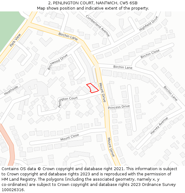 2, PENLINGTON COURT, NANTWICH, CW5 6SB: Location map and indicative extent of plot