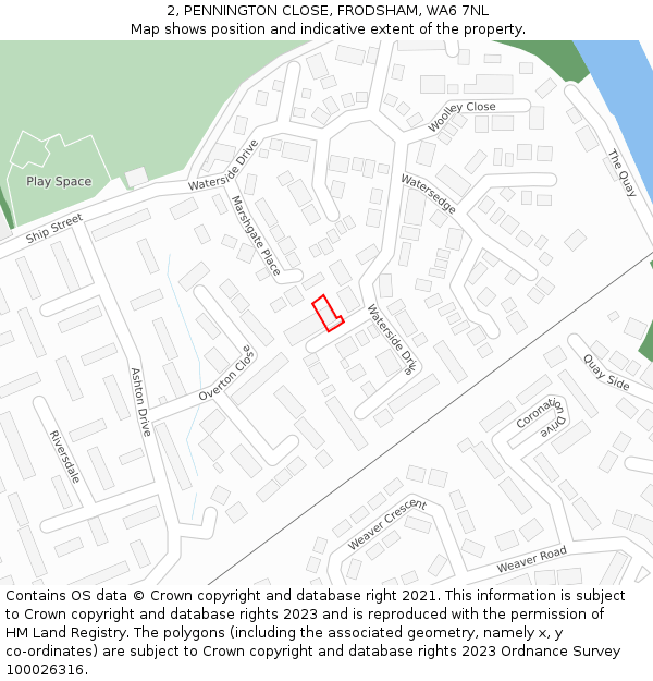 2, PENNINGTON CLOSE, FRODSHAM, WA6 7NL: Location map and indicative extent of plot