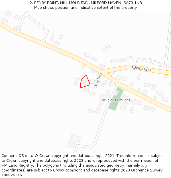 2, PENRY POINT, HILL MOUNTAIN, MILFORD HAVEN, SA73 1NB: Location map and indicative extent of plot