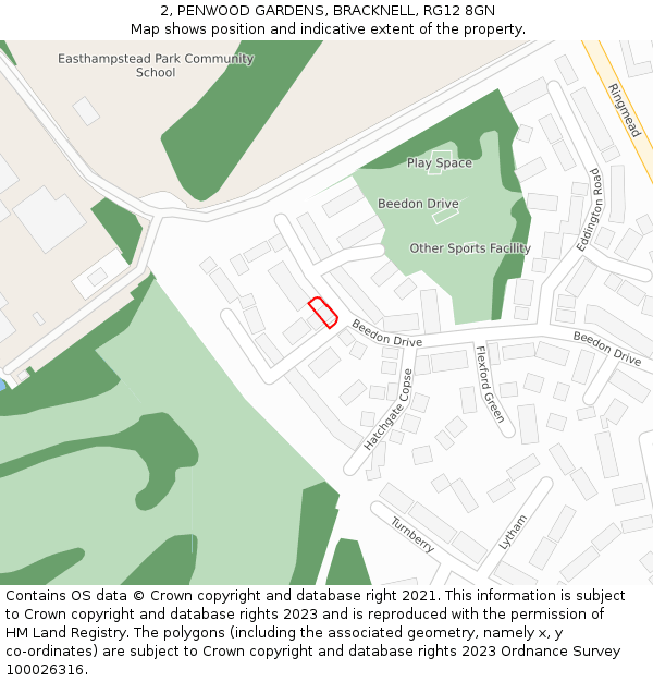 2, PENWOOD GARDENS, BRACKNELL, RG12 8GN: Location map and indicative extent of plot