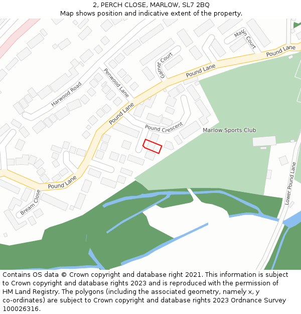 2, PERCH CLOSE, MARLOW, SL7 2BQ: Location map and indicative extent of plot