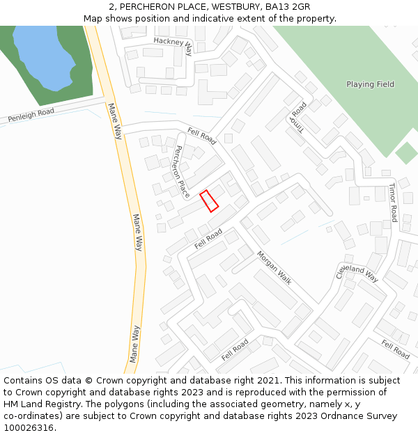 2, PERCHERON PLACE, WESTBURY, BA13 2GR: Location map and indicative extent of plot