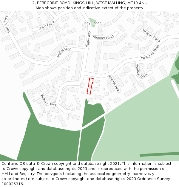 2, PEREGRINE ROAD, KINGS HILL, WEST MALLING, ME19 4NU: Location map and indicative extent of plot