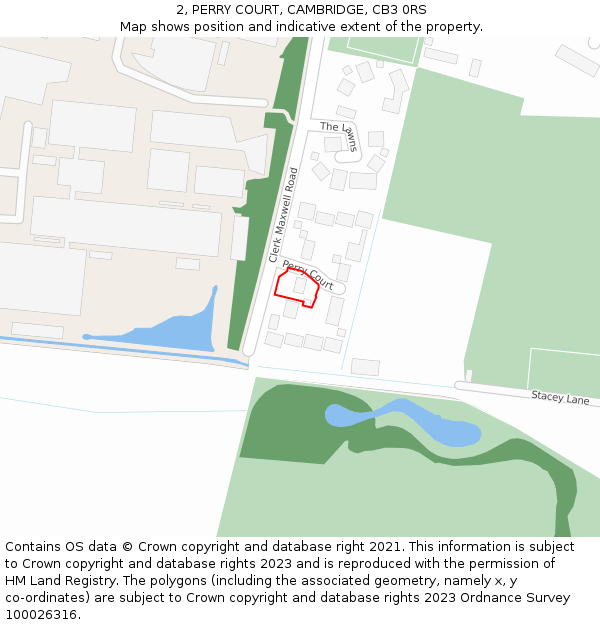 2, PERRY COURT, CAMBRIDGE, CB3 0RS: Location map and indicative extent of plot