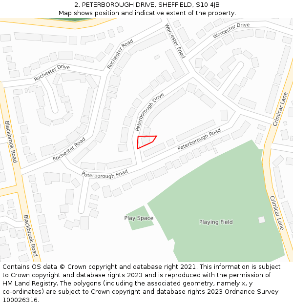 2, PETERBOROUGH DRIVE, SHEFFIELD, S10 4JB: Location map and indicative extent of plot