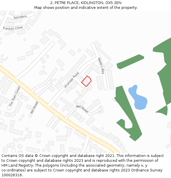 2, PETRE PLACE, KIDLINGTON, OX5 2EN: Location map and indicative extent of plot