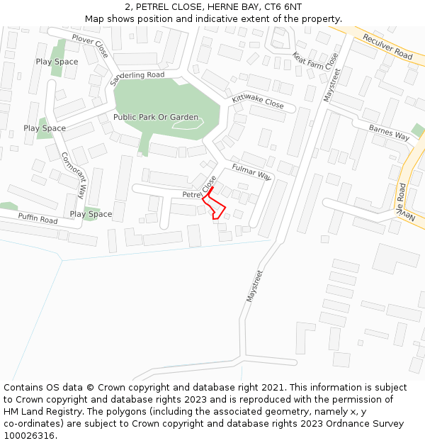 2, PETREL CLOSE, HERNE BAY, CT6 6NT: Location map and indicative extent of plot