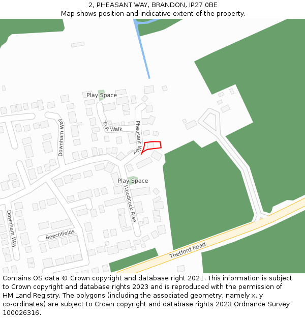 2, PHEASANT WAY, BRANDON, IP27 0BE: Location map and indicative extent of plot
