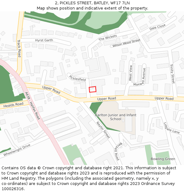 2, PICKLES STREET, BATLEY, WF17 7LN: Location map and indicative extent of plot