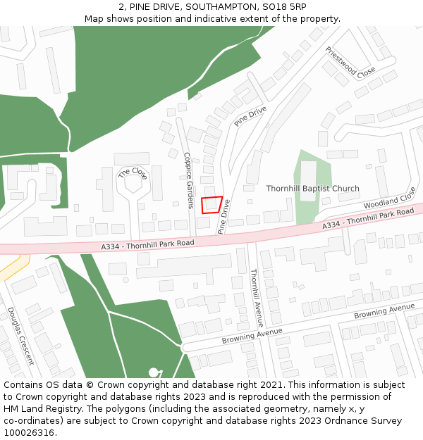 2, PINE DRIVE, SOUTHAMPTON, SO18 5RP: Location map and indicative extent of plot