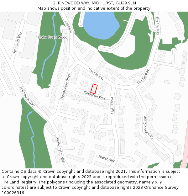 2, PINEWOOD WAY, MIDHURST, GU29 9LN: Location map and indicative extent of plot