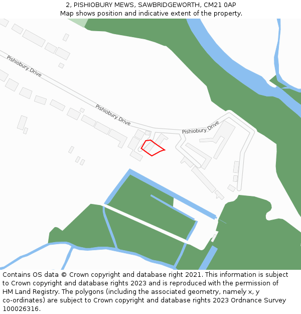 2, PISHIOBURY MEWS, SAWBRIDGEWORTH, CM21 0AP: Location map and indicative extent of plot