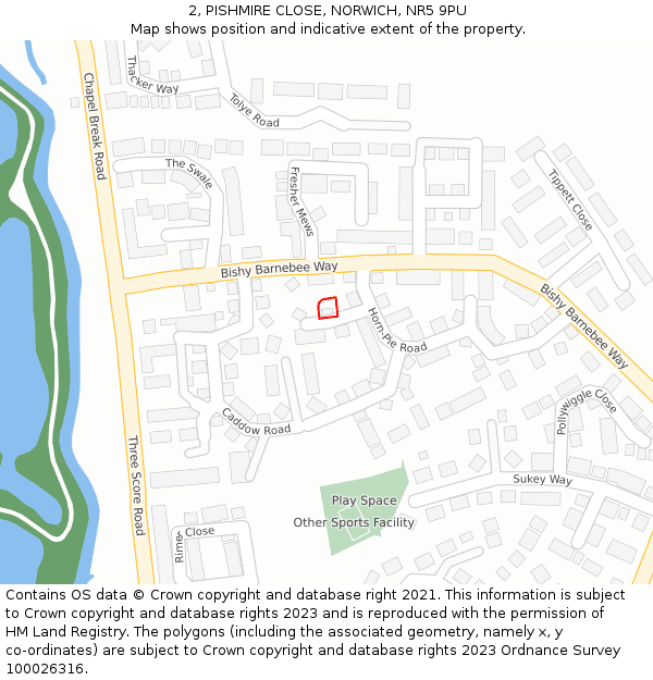 2, PISHMIRE CLOSE, NORWICH, NR5 9PU: Location map and indicative extent of plot