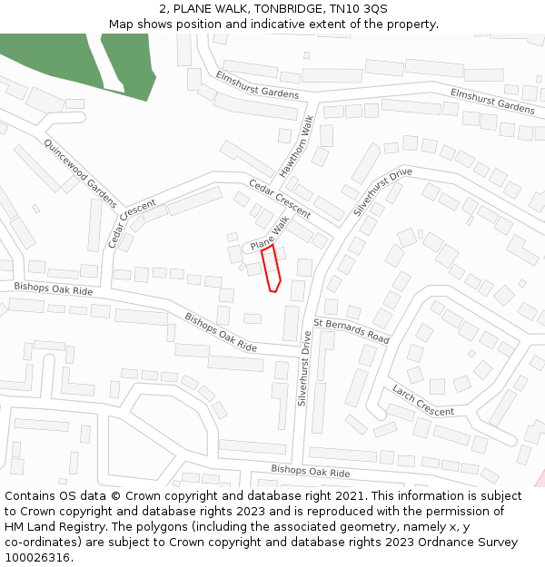 2, PLANE WALK, TONBRIDGE, TN10 3QS: Location map and indicative extent of plot