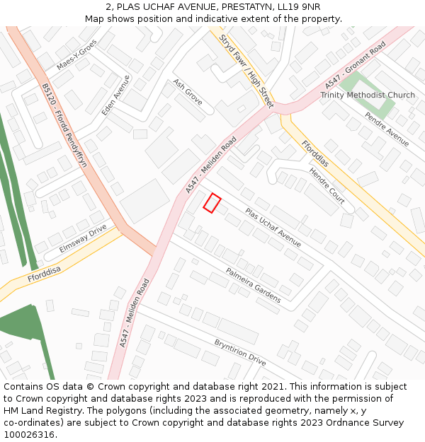 2, PLAS UCHAF AVENUE, PRESTATYN, LL19 9NR: Location map and indicative extent of plot