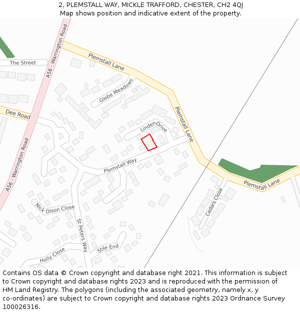 2, PLEMSTALL WAY, MICKLE TRAFFORD, CHESTER, CH2 4QJ: Location map and indicative extent of plot