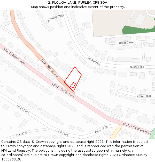 2, PLOUGH LANE, PURLEY, CR8 3QA: Location map and indicative extent of plot