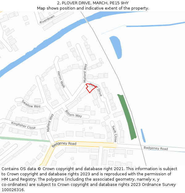 2, PLOVER DRIVE, MARCH, PE15 9HY: Location map and indicative extent of plot